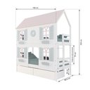 Ver imagem 3 de Beliche Casinha Bela com Coração 2 Gavetas 4 Janelas Venezianas - Madeira Maciça Branco/rosa/
