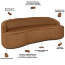 Ver imagem 4 de Sofá 3 Lugares Curvo Sala de Estar Living Lótus D02 Couríssimo Whisky 210 Cm B-90 - Lyam Decor
