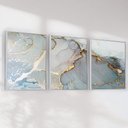 Ver imagem 3 de Quadro Decorativo Abstrato Azul com Dourado Kit 3 Quadros