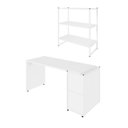 Ver imagem 4 de Mesa para Escritório com Nicho Aéreo Industrial 150cm Branco F5 Office