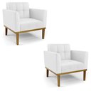 Ver imagem 1 de Kit 2 Poltronas Decorativas Karen Pés Fixo em Madeira Castanho Pu Branco G19 - Gran Belo
