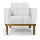 Ver imagem 7 de Kit 2 Poltronas Decorativas Karen Pés Fixo em Madeira Castanho Pu Branco G19 - Gran Belo