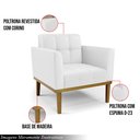 Ver imagem 3 de Kit 2 Poltronas Decorativas Karen Pés Fixo em Madeira Castanho Pu Branco G19 - Gran Belo