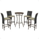 Ver imagem 1 de Mesa Bistrô e 4 Banquetas Roma Marrom Corda Estofado 7 Trama Preto