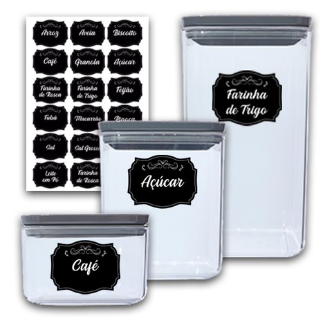 Kit 3 Porta Condimentos 500ml 1L 1,5L + RÓTULOS - Ref. 1722 PLASVALE 51758