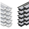 Kit 5 Perfil Embutir 30x20mm para Fita Led 2m Alumínio - Preto - 5