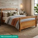 Ver imagem 2 de Cama Casal Madeira Macica 151 cm Glesa Pes Torneados Mogno Mell Nath