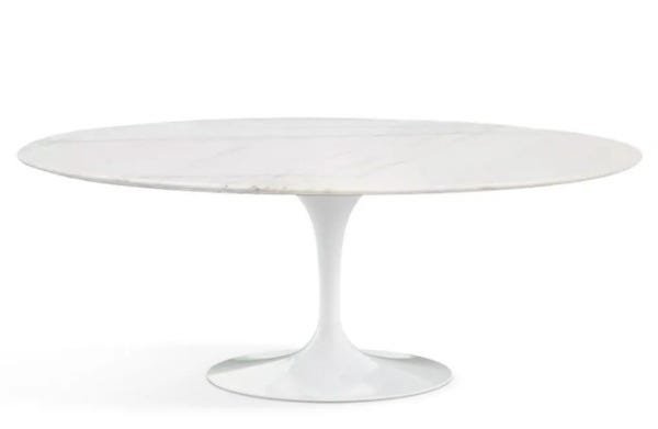 Mesa de Jantar Saarinen Oval 120x80cm Mármore Branco Extra - Branco - 1