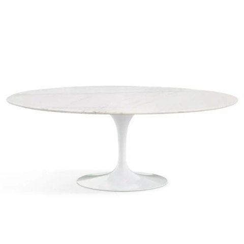 Mesa de Jantar Saarinen Oval 120x80cm Mármore Branco Extra - Branco