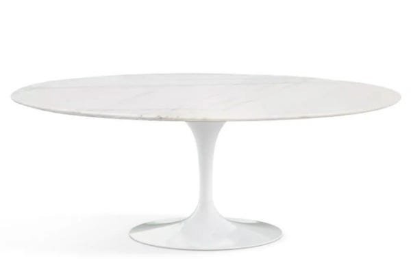 Mesa de Jantar Saarinen Oval 137x90 cm Mármore Branco Extra - Branco