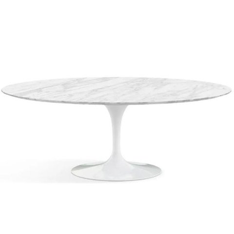 Mesa de Jantar Saarinen Oval 120x80cm Mármore Carrara - Branco