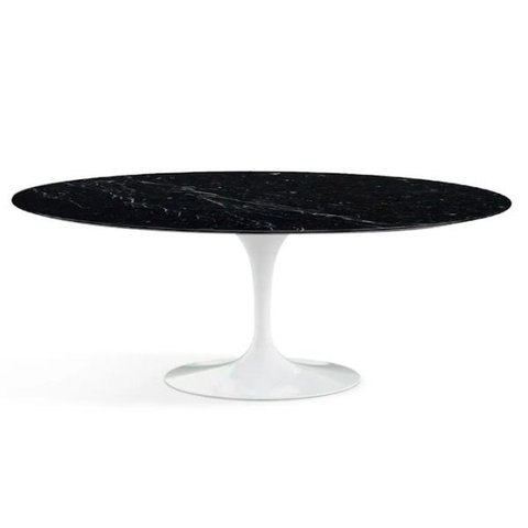 Mesa de Jantar Saarinen Oval 120x80cm Mármore Nero - Branco