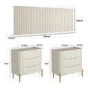 Ver imagem 3 de Conjunto Cabeceira King 360cm C/ 2 Mesas de Cabeceira em Mdf Cor:luna com Dourado