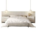 Ver imagem 2 de Conjunto Cabeceira King 360cm C/ 2 Mesas de Cabeceira em Mdf Cor:luna com Dourado
