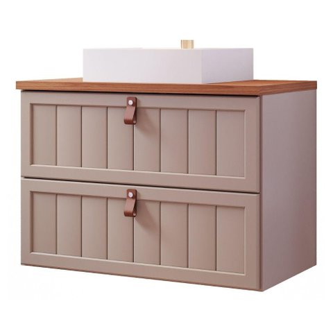 Gabinete para Banheiro 80cm 100% Mdf 1 Gaveta 1 Porta Basculante Sense Mgm Móveis Cappuccino/freijo