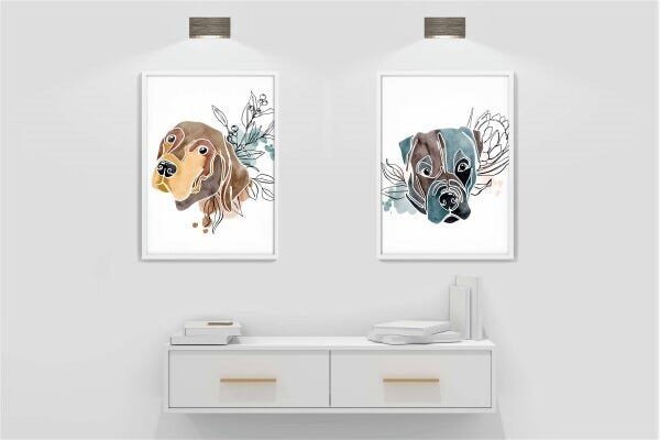 Kit 02 Quadros Decorativos Animais Dog 60 x 40 - 1