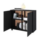 Ver imagem 3 de Balcão para Escritório 90x76,5cm com 2 Portas e 4 Rodízios Preto BMU114