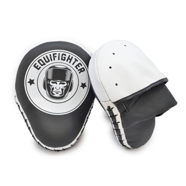 Kit Aparador de Chute + Luva de Foco Fechada + Raquete Logo Capacete Branco Equifighter - 4