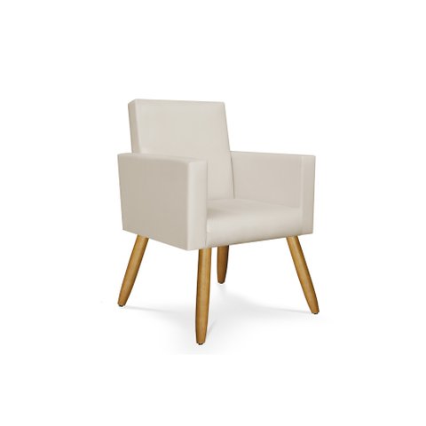 Cadeira Poltrona Para Escritório Courino - Balaqui Decor Cor:Courino Bege