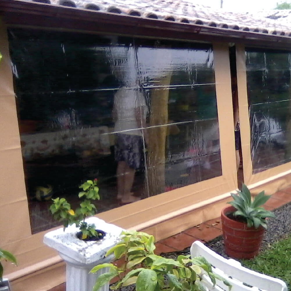 Toldo Cortina Ocre c/ visor - 2,00m x 2,70m - kit completo - 3