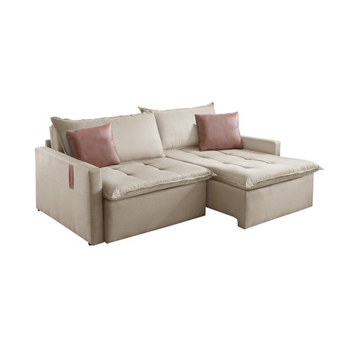 Sofá Cama Star 31 2,10m Em Linho Moderno Encosto de Fibra Estilo Clean Espuma Alta Densidade