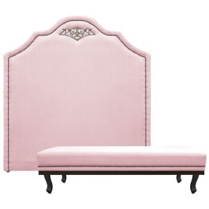 Kit Cabeceira e Calçadeira Queen Orlando P02 160 cm para cama Box Suede - Doce Sonho Móveis KIT CABE