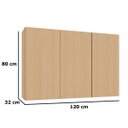 Ver imagem 3 de Armário Aéreo para Cozinha 100% MDF 120 cm 3 Portas Lótus Carvalho