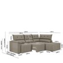 Ver imagem 3 de Sofá de Canto Retrátil e Reclinável 4 Lugares Santorini Veludo Luizzi Cappuccino