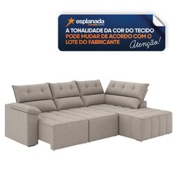 Sofá de Canto Retrátil e Reclinável 4 Lugares Santorini Veludo Luizzi Cappuccino - 5