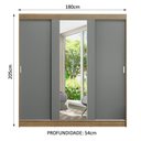 Ver imagem 6 de Guarda-roupa Madesa Reno 3 Porta Correr Espelho Rustic Cinza