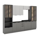 Ver imagem 2 de Cozinha Completa Lumina 14 Portas 4 Gavetas com Vidro Cinza - Telasul