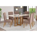 Ver imagem 1 de Conjunto: Mesa Sala Jantar Natalí C/ Tampo Madeirado C/ Vidro Curvo 160x90cm e 6 Cadeiras Nina