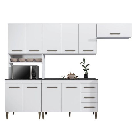 Cozinha Modulada 10 Portas 3 Gavetas Atenas Kaiki Móveis:branco