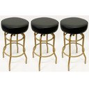 Ver imagem 1 de Kit 3 Banquetas Alta Bar Giratória cor Dourado fosco assento preto - Poltronas do Sul