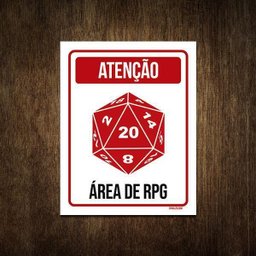 Placa Decorativa - Dado D20 Atenção Área de Rpg 36x46 - 1
