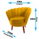 Ver imagem 2 de Poltrona Cadeira Decorativa Pétala Floral Pés Palito de Madeira, Sala Esmaltaria Salão Escritório