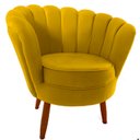 Ver imagem 1 de Poltrona Cadeira Decorativa Pétala Floral Pés Palito de Madeira, Sala Esmaltaria Salão Escritório