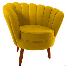 Poltrona Cadeira Decorativa Pétala Floral Pés Palito de Madeira, Sala Esmaltaria Salão Escritório - 1