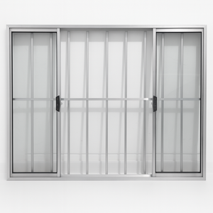 Vitrô 4 Folhas de Correr Aluminio Brilhante com Grade 1,00x1,20