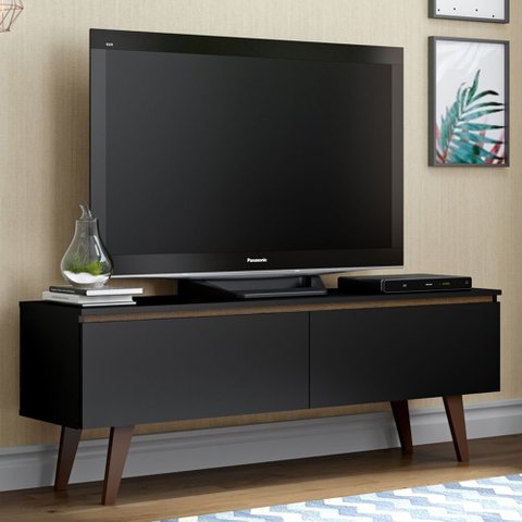 Rack para TV até 55 Polegadas Madesa Le Mans com 2 Portas Rustic/Preto Cor:Rustic/Preto