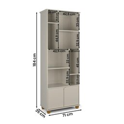 Livreiro Taurus Sala Escritório com 2 Portas e Nichos Off White - 4