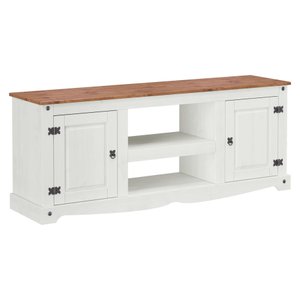 Rack de Madeira Maciça Branco 2 Portas P/ Tv até 60”