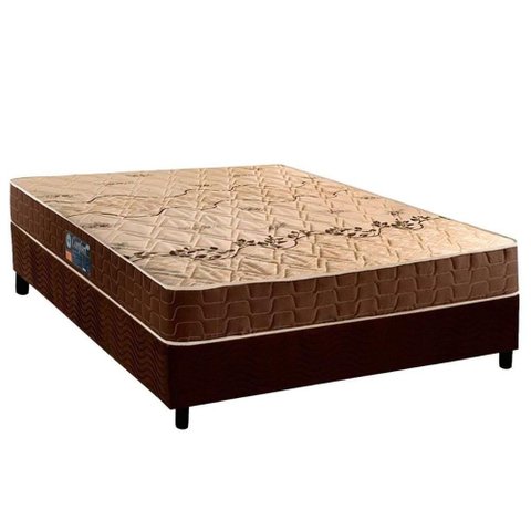 Conjunto Box Viúva: Colchão Espuma D28 Confort + Base Crc Suede Brown (128x188)