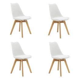Kit 4 Cadeiras Saarinen Wood com Estofamento e Pés de Madeira Branco - 1