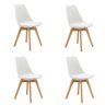 Kit 4 Cadeiras Saarinen Wood com Estofamento e Pés de Madeira Branco - 1