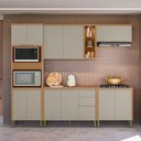 Ver imagem 2 de Cozinha Completa Allure 12 Portas 3 Gavetas 100% Mdf Jequitibá/gris - Linea Brasil