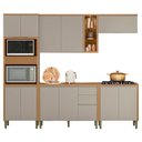 Ver imagem 1 de Cozinha Completa Allure 12 Portas 3 Gavetas 100% Mdf Jequitibá/gris - Linea Brasil