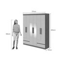Ver imagem 2 de Guarda Roupa Solteiro 6 Portas (2 C- Espelho) e 4 Gavetaszeus Amêndoa - Lopas