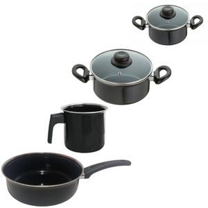 Conjunto Panelas 4 Peças Preto Indução Cooktop Elétrico Á Gás