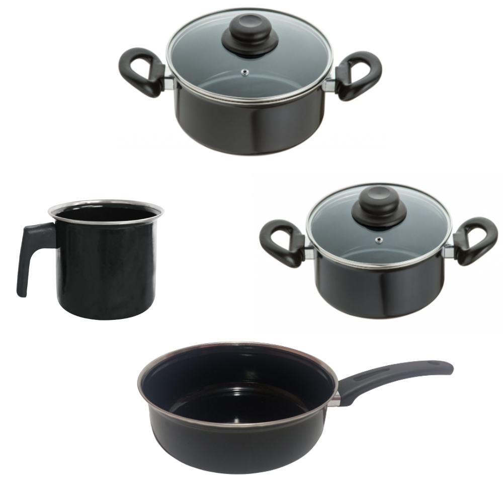 Conjunto Panelas 4 Peças Preto Indução Cooktop Elétrico Á Gás - 2